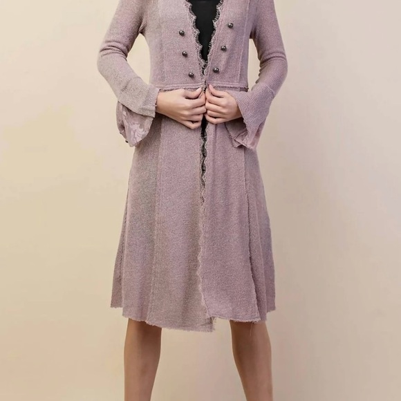 Vocal Studded Lace Military Boho Cardigan Wmn’s S - Picture 2 of 16